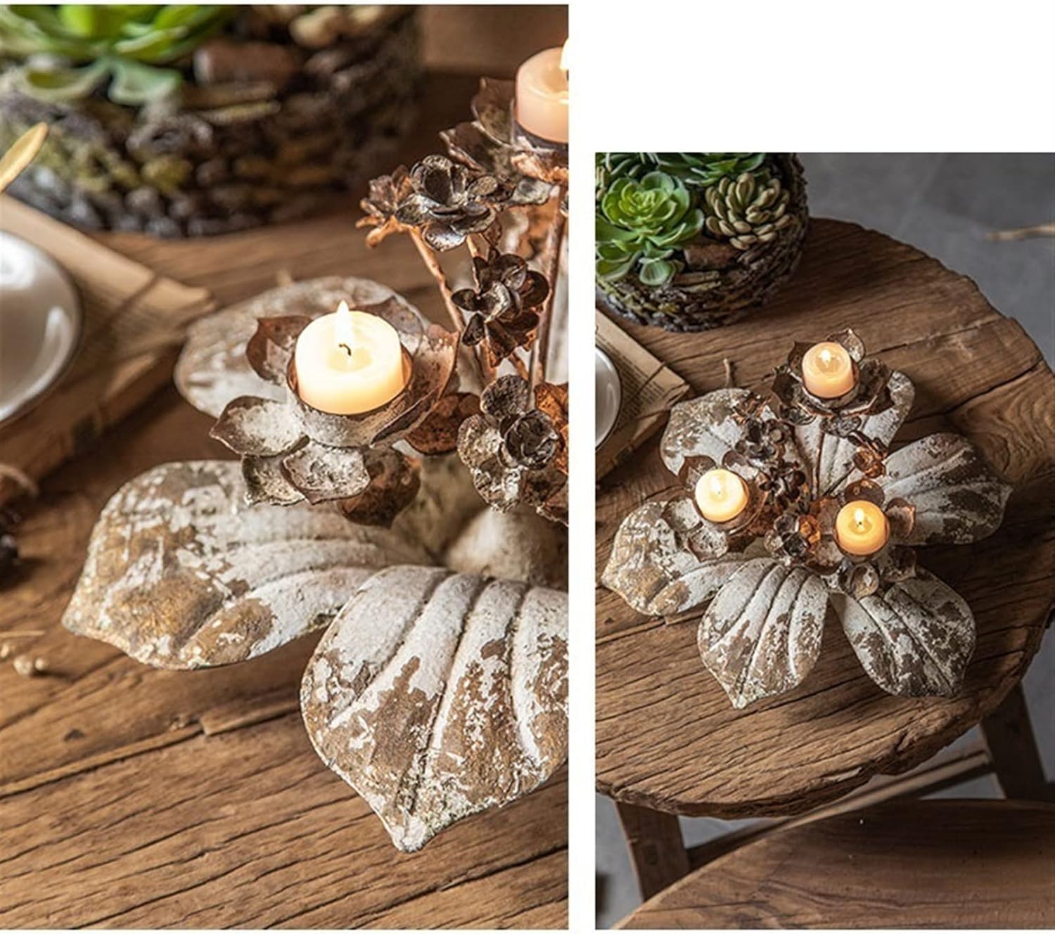 Candleholders European Style Retro Flower Candlestick Iron Old Table Decoration Wedding Party Shooting Props