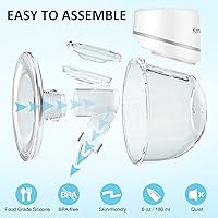 Vista 6 de Extractor de leche manos libres, extractor de leche portátil, 2 unidades, con 4 modos y 12 niveles, bajo ruido y sin dolor, pantalla electrónica