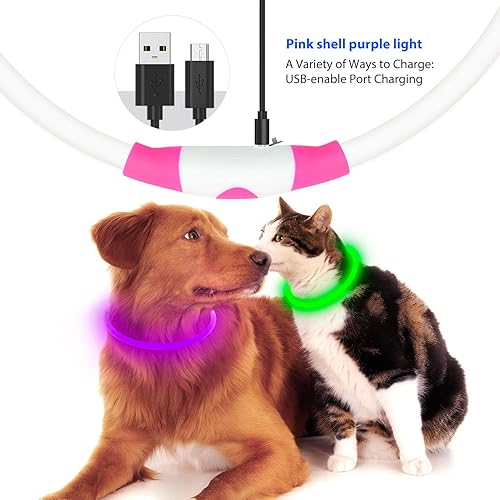 Miniatura 4 de Flashseen Collar LED para perro, collar iluminado brillante recargable por USB, cortable, resistente al agua, con luces de seguridad para perros