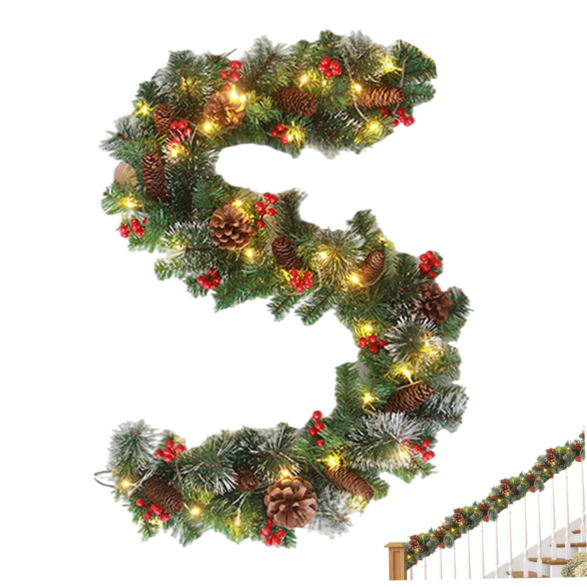 Guirlande de Noël 50 LED pour habiller facilement vos rampes sans prise secteur