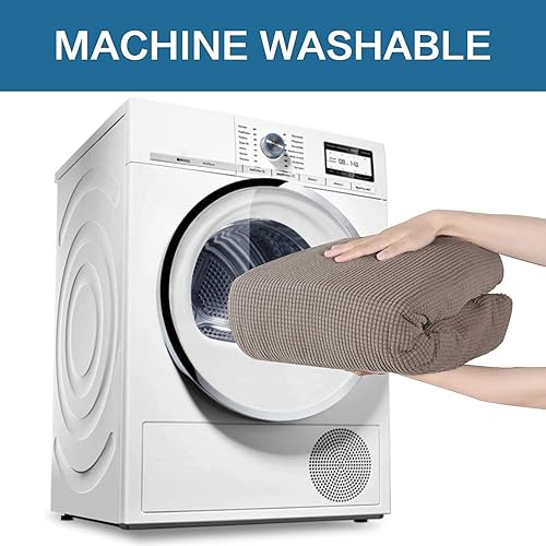 Miniatura 7 de H.VERSAILTEX Juego de 2 fundas elásticas para sofá biplaza de color gris pardo, de alta elasticidad, 2 piezas, tela jacquard de elastano, súper