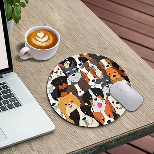 Miniatura 3 de Immaturus Alfombrilla de mouse para perro, bonita alfombrilla de mouse pequeña para escritorio, alfombrilla de mouse redonda de viaje para mouse