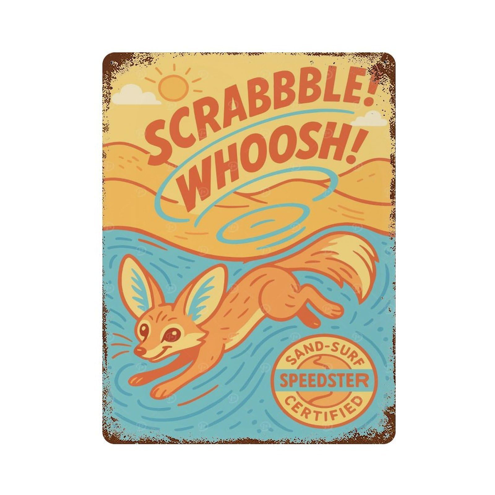 Fennec Fox Sand-Surf Retro Metal Sign 15.7"x11.8", for Pub, Kitchen And Man Cave Decor, Retro Wall Decor