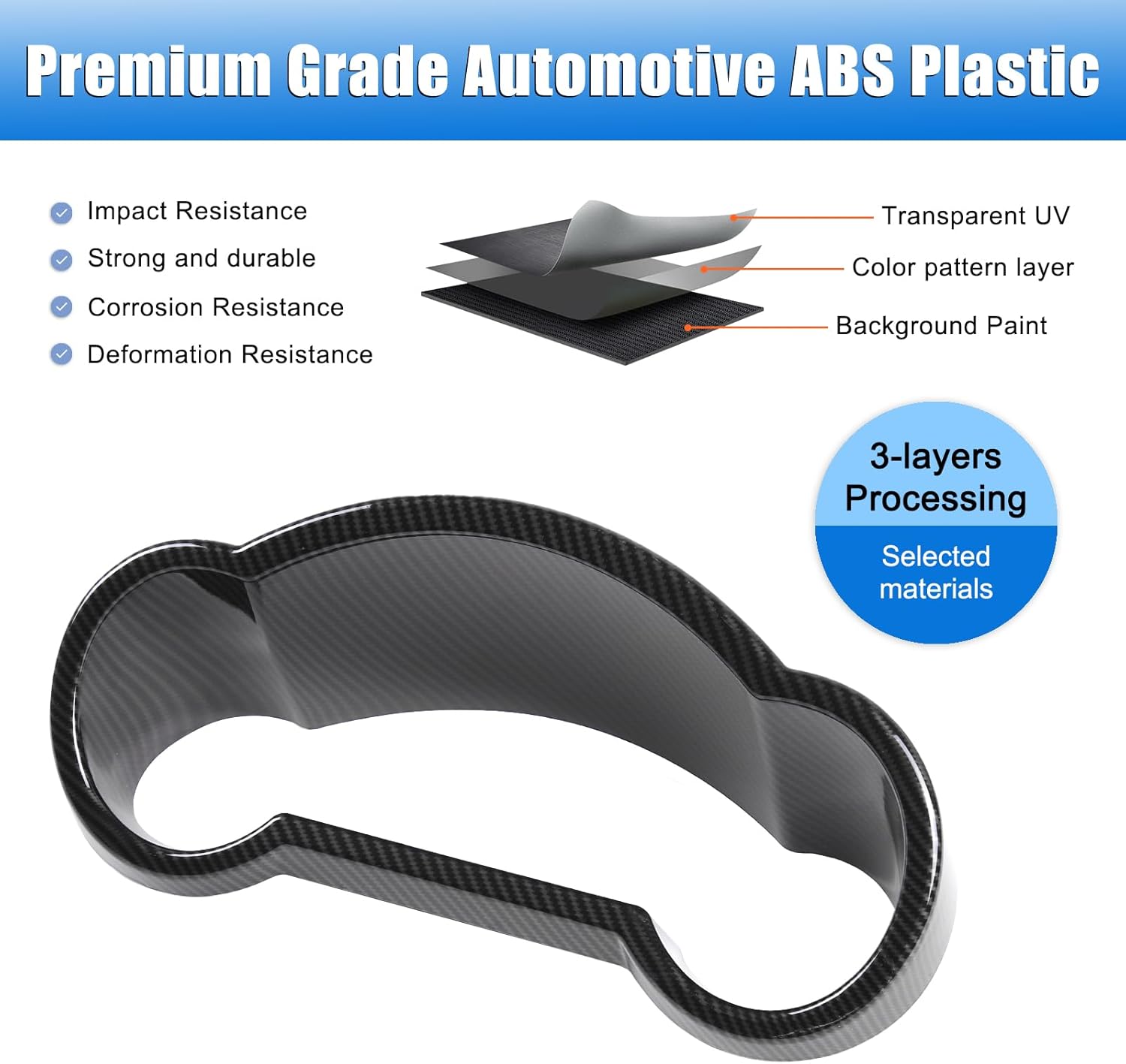 Dashboard Meter Panel Frame Trim for Toyota FJ Cruiser 2007-2021 Accessories, ABS Dashboard Panel Decor Cover Protector (Carbon Fiber Pattern)