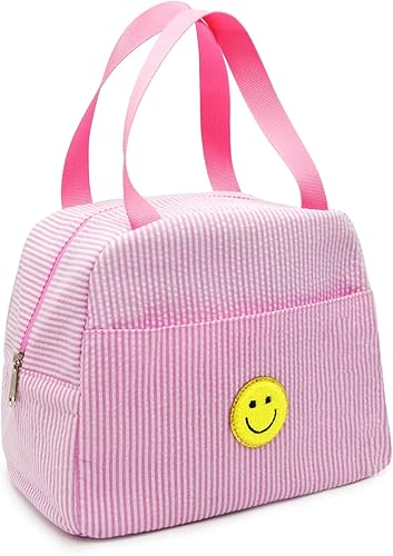 Lonchera para mujeres, niñas y hombres, lindas bolsas de felpilla con cara sonriente, reutilizable, aislada, gran capacidad, reutilizable, aislada, disponible en Yaxa Costa Rica