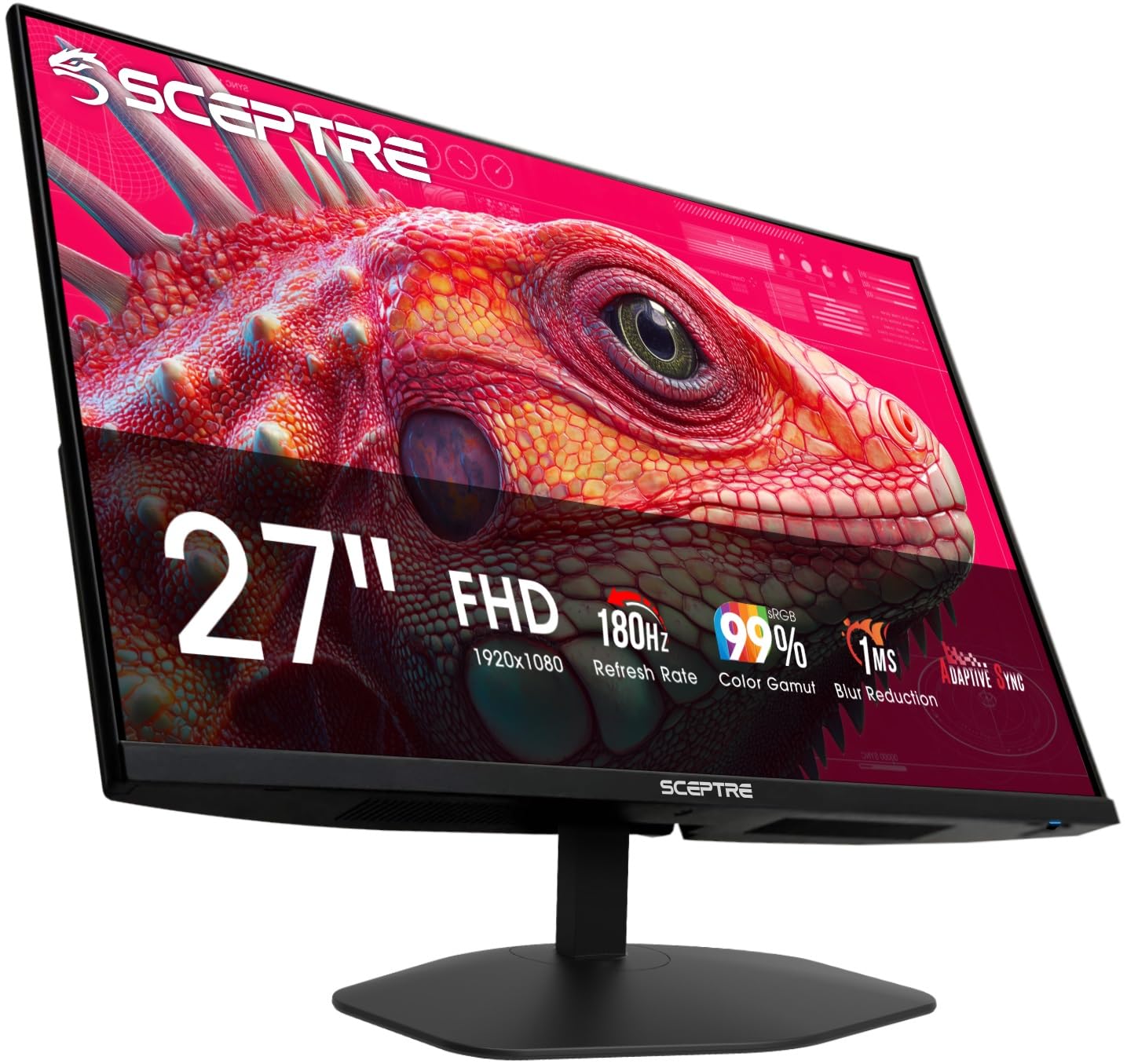 New! Sceptre 27-inch Prime Gaming Monitor DisplayPort x2 180Hz HDMI x2 180Hz Build-in Speakers, Machine Black 2027 (E275B-FW180T Series)