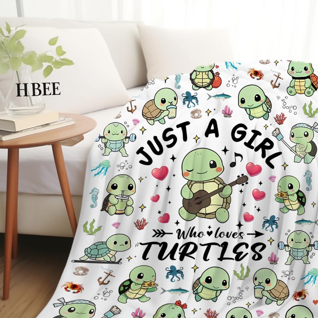 Sea Turtle Blanket Soft Cozy Flannel Turtles Themed Throw Blankes Decor Bedding Gifts for Kids Girls Adults 50"x40" - Image 3