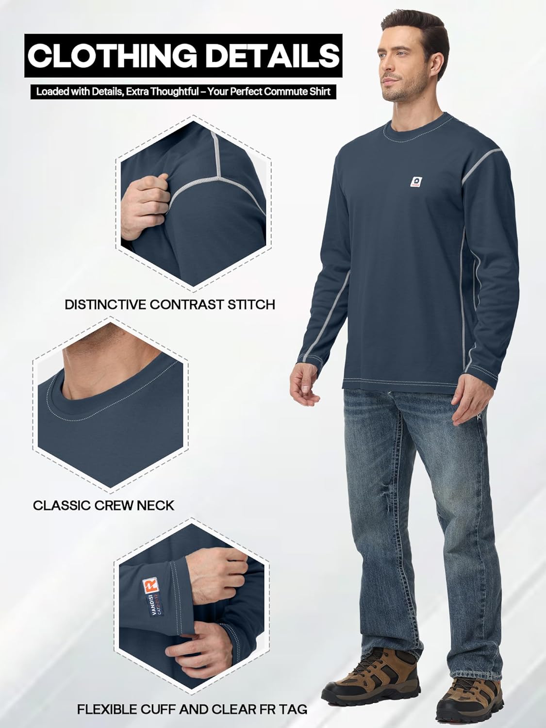 FR Shirts Fire Resistant Shirts Clothing for Men 100% Cotton Pre-Washed 6.5oz Lightweight FR Long Sleeve Shirts - Image 4