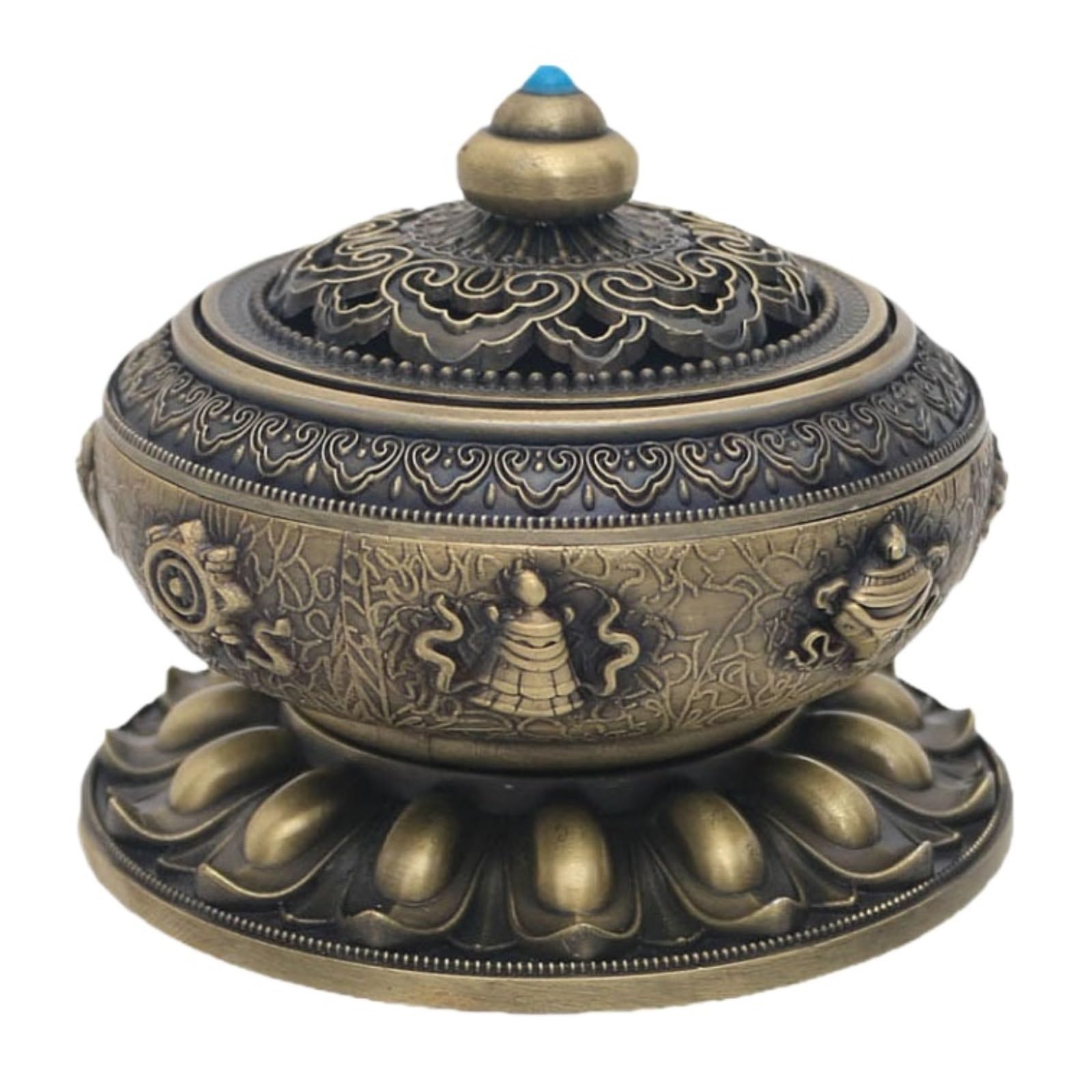 Räuchergefäß Yoga Weihrauchbrenner, Lotusplatte, Haushaltslegierung, Sandelholz, Tibetischer Weihrauchbrenner Aromatherapie(Brass)