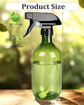 2 Pack 16oz Spray Bottles with Adjustable Spray Nozzles for Cleaning