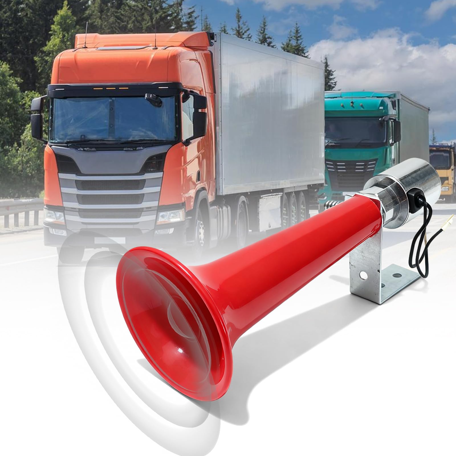 Tromba ad aria, clacson per camion 12V-24V 110DB, trombe ad aria, fischietto turco universale, super rumorosa Air Horn, clacson tromba ad aria, tromba singola, tromba ad aria compressa per auto