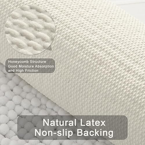 Miniatura 4 de QJHOMO Alfombras de baño blancas de felpilla para baño, antideslizantes, gruesas, suaves, peludas, súper absorbentes, de secado rápido, lavables a