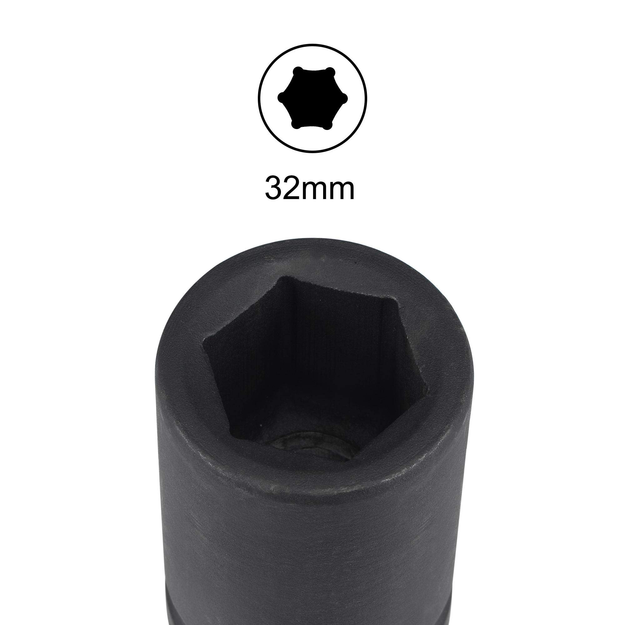 Sourcing Map Stecknuss 33 Mm – Chrom-Molybdän Stahl, 1 Zoll Antrieb, 80 Mm Länge