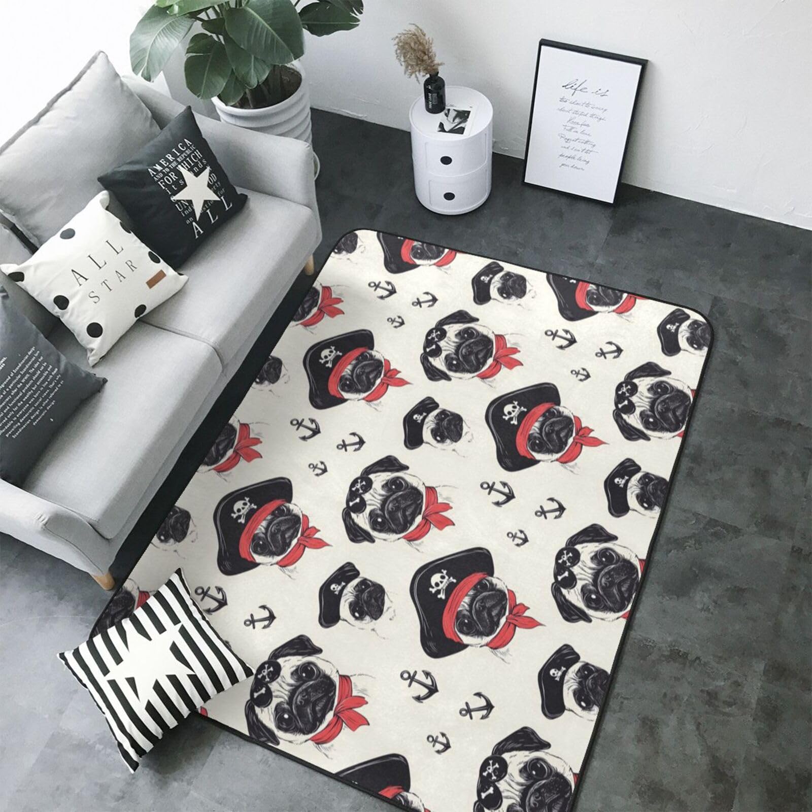 Tapis de salon bouledogue français doux pour chambre d'enfant et bureau