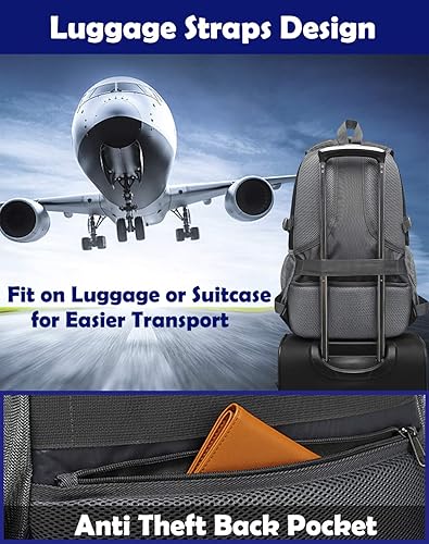 Miniatura 6 de ProEtrade Mochila para laptop universitaria, mochila antirrobo con puerto de carga USB, Púrpura, Mochilas Daypack