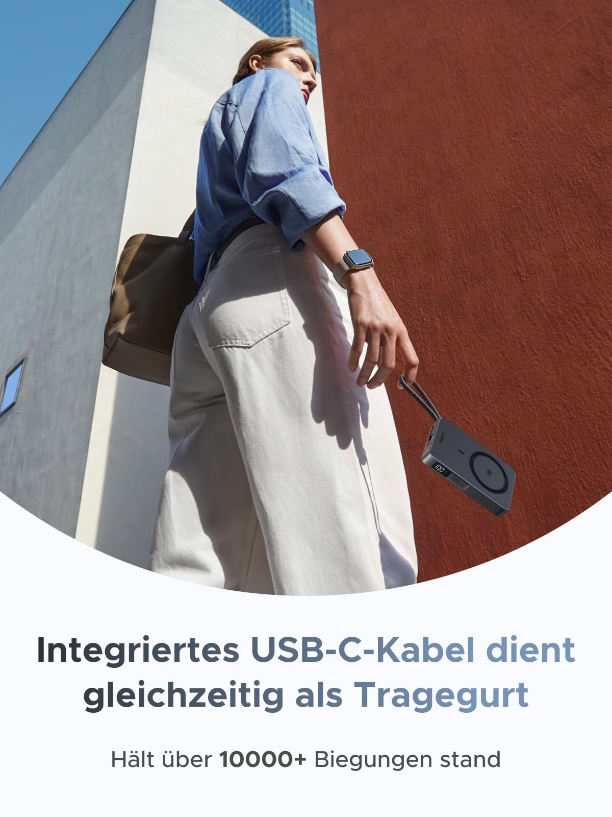 UGREEN MagFlow 10000mAh Qi2 25W Powerbank Magsafe mit USB-C 30W, (Grau) | Qi2 Zertifiziert, Integriertes Kabel, LED-Bildschirm, für iPhone 17-12, Temperaturschutz, für Reisen und den Weg zur Arbeit