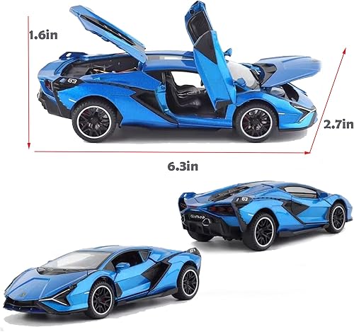 Miniatura 5 de Lambo - Auto de juguete Sian FKP3 modelo de auto fundido a presión con luces y sonido, auto de juguete para niños de 3, 4, 5, 6 años + años (azul)