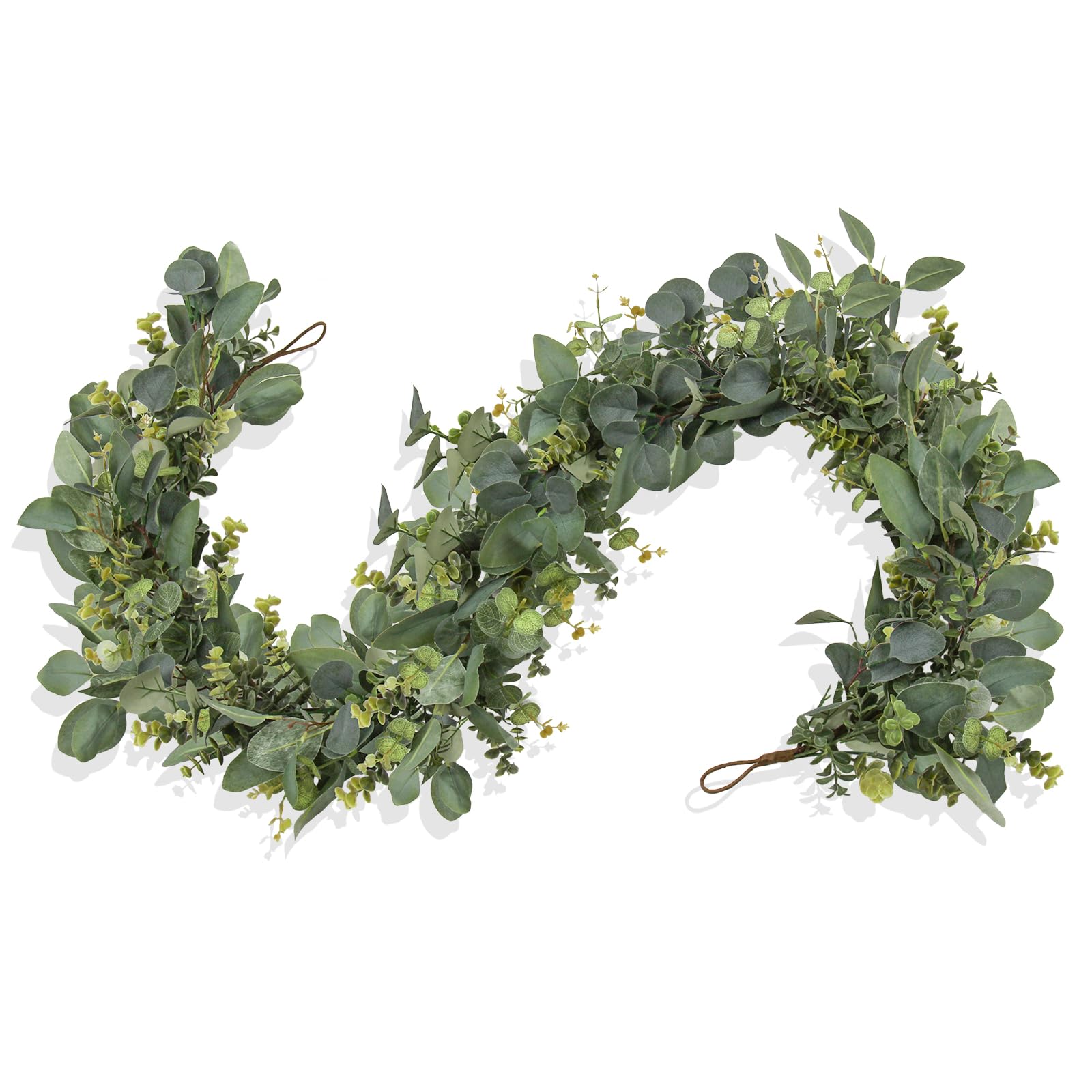GOVIRAYE 180cm Lush Artificial Eucalyptus Garland, Layered Faux Greenery Vine with Realistic Leaves, Non-Shedding for Staircase, Doorway & Table Centrepiece