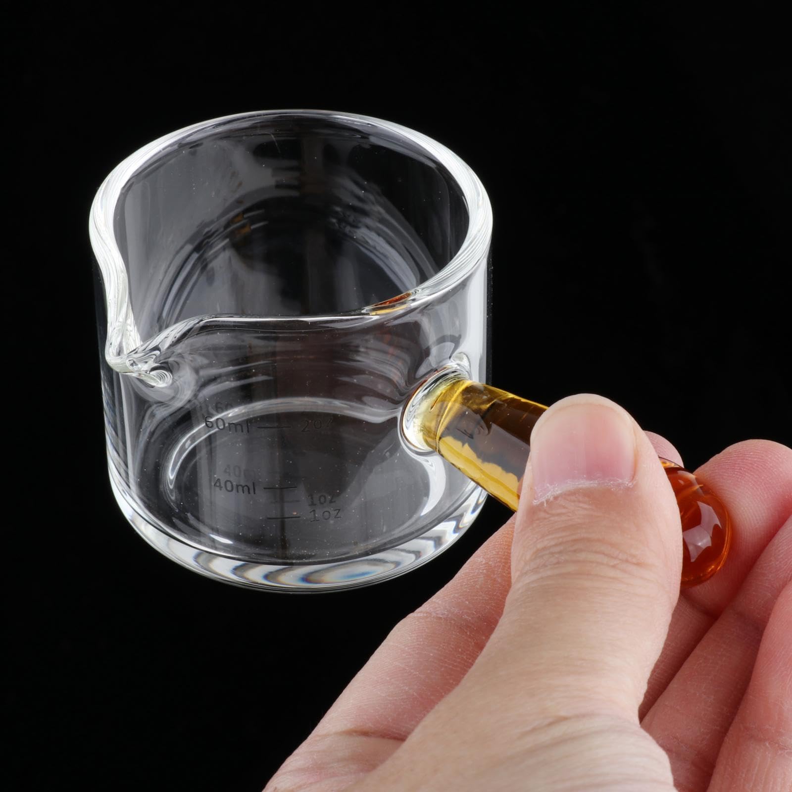 4 Piezas Taza Medidora de Café Jarra para Espresso con Asa Antiescaldante Vaso Medidor de Cristal Alta Temperatura para Leche Salsas Adecuadas para, 5 Piezas