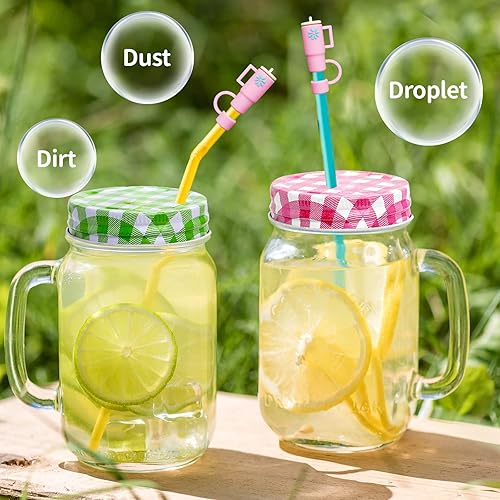 Miniatura 3 de Dasgude Tapa de pajilla, cubierta de popote de silicona compatible con vaso Stanley de 3040 onzas con asa, puntas de popote reutilizables para