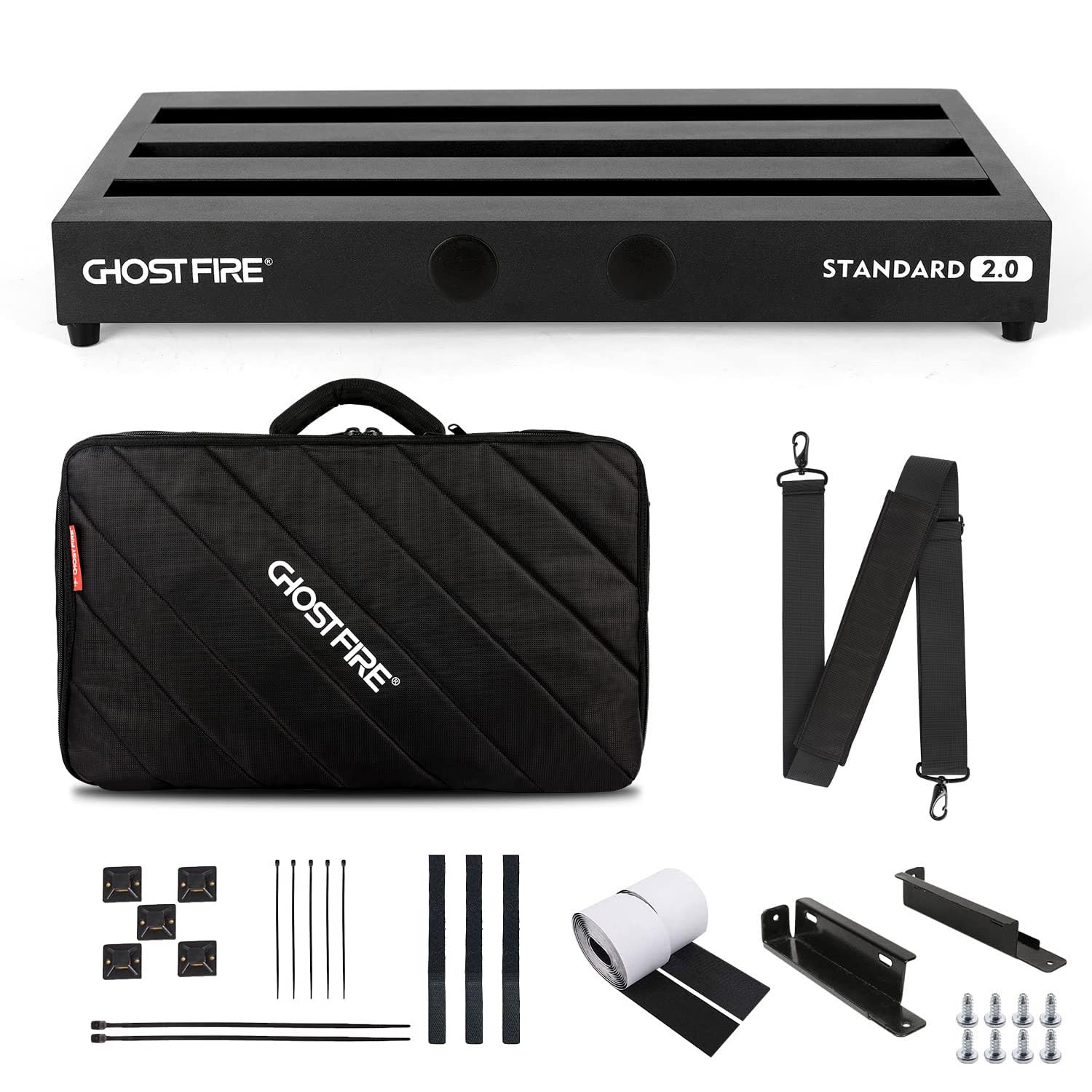 Ghost Fire Guitar Pedal Board Aluminum Alloy Effect Pedalboard with Carry Bag,V series (V-STANDARD 2.0 DE)