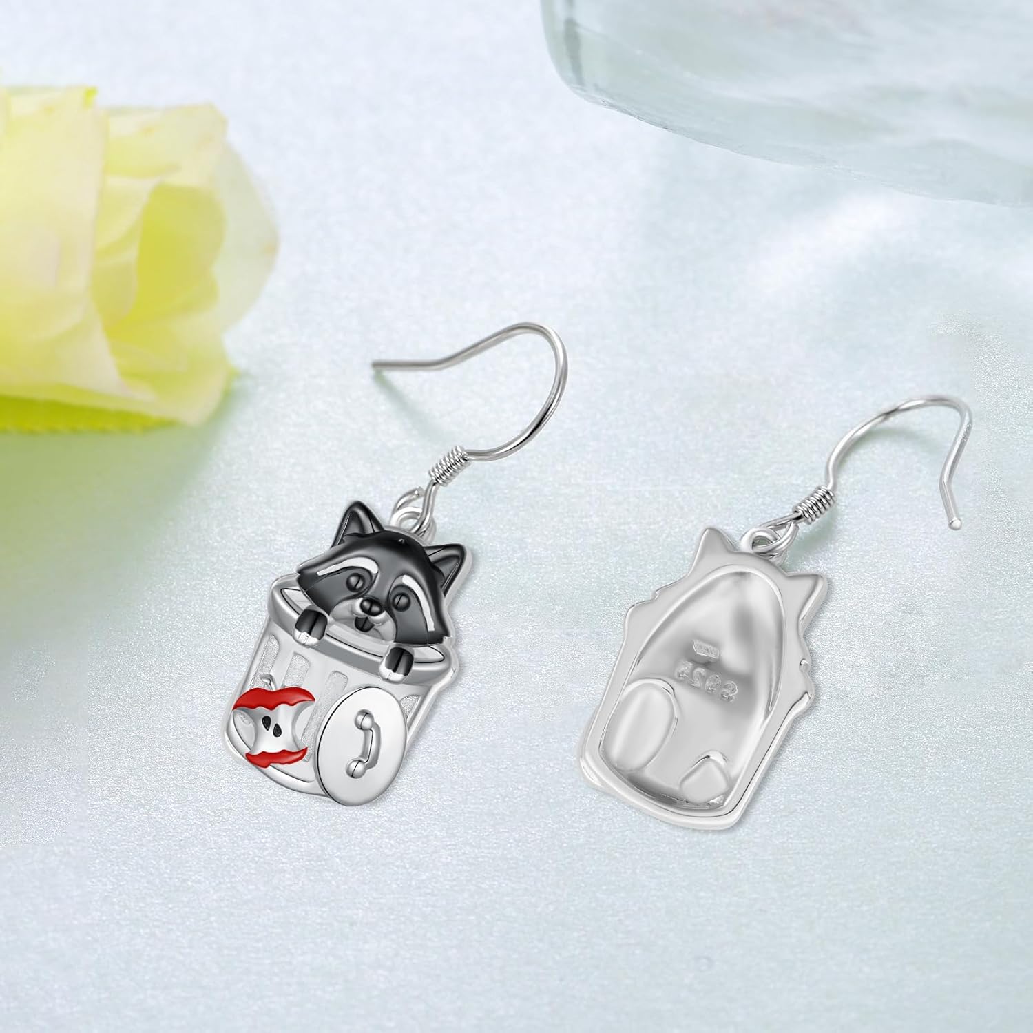 Raccoon Earrings 925 Sterling Silver Raccoon Gifts Cute Animal Jewelry Gifts for Women - Image 3