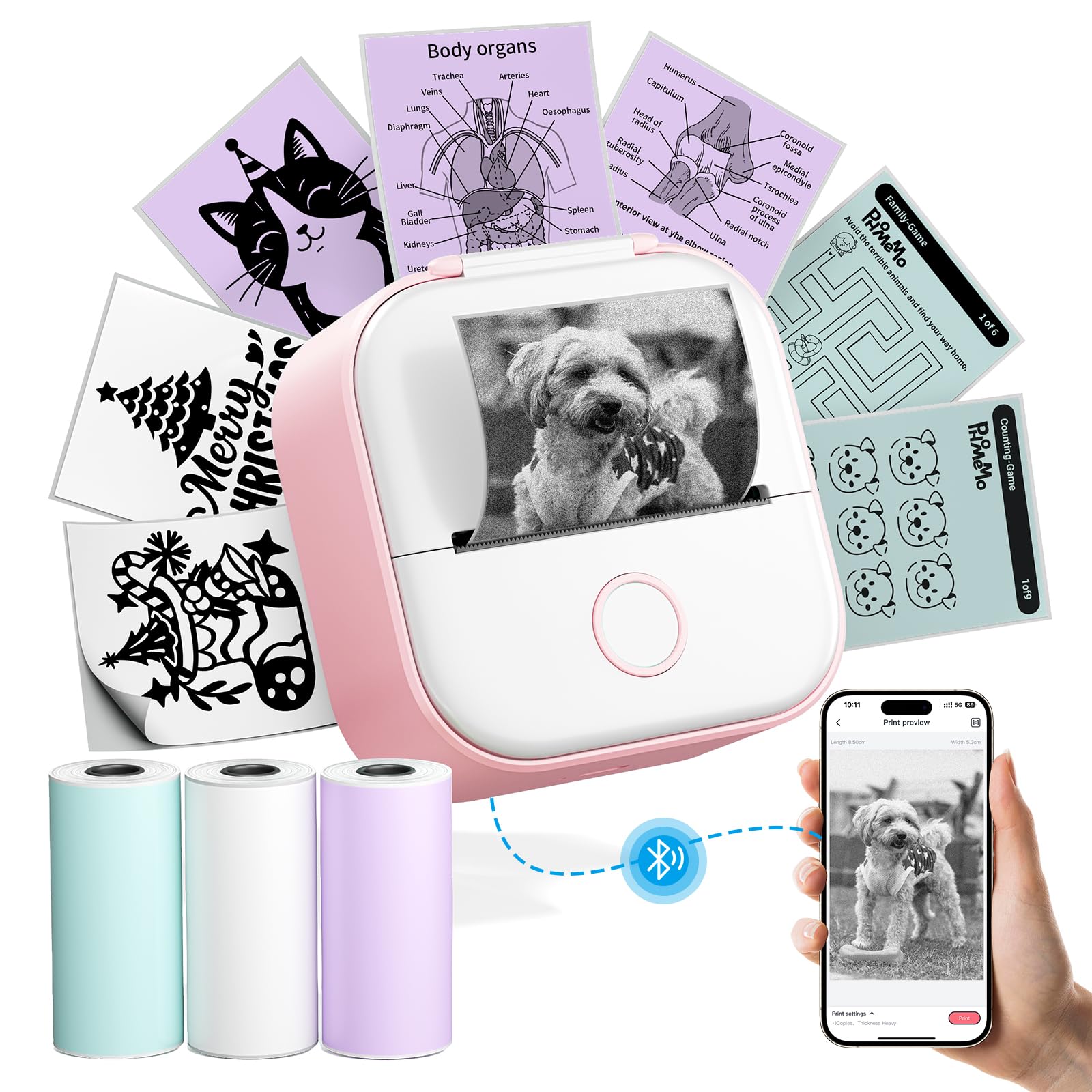 Phomemo T02 Mini Imprimante Portable Bluetooth Thermique pour iOS Android