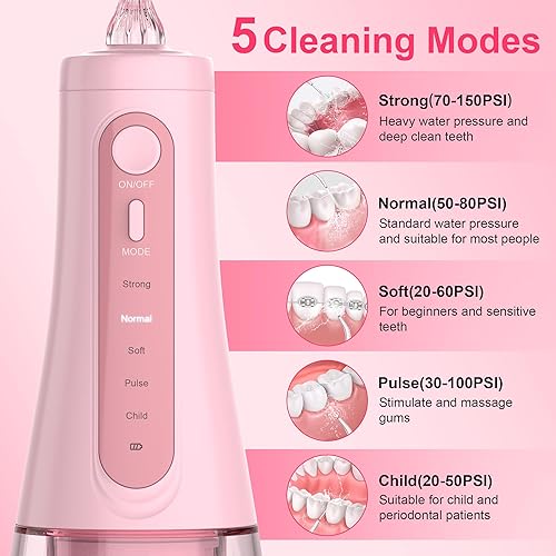 Miniatura 2 de Púas dentales de agua para limpieza de dientes y hilo dental, irrigador dental eléctrico sin cable, irrigador dental para aparatos ortopédicos para