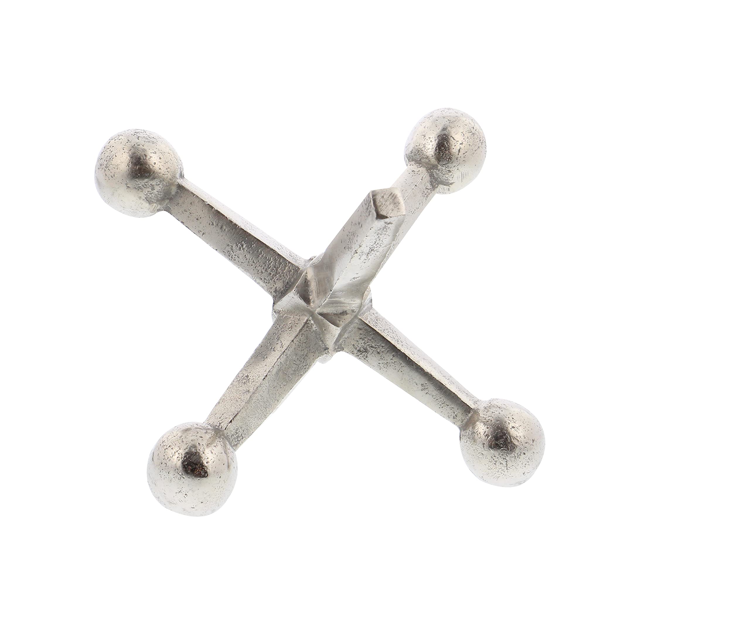 Deco 79 Aluminum Jack Sculpture, Set of 2 4", 5"H, Silver