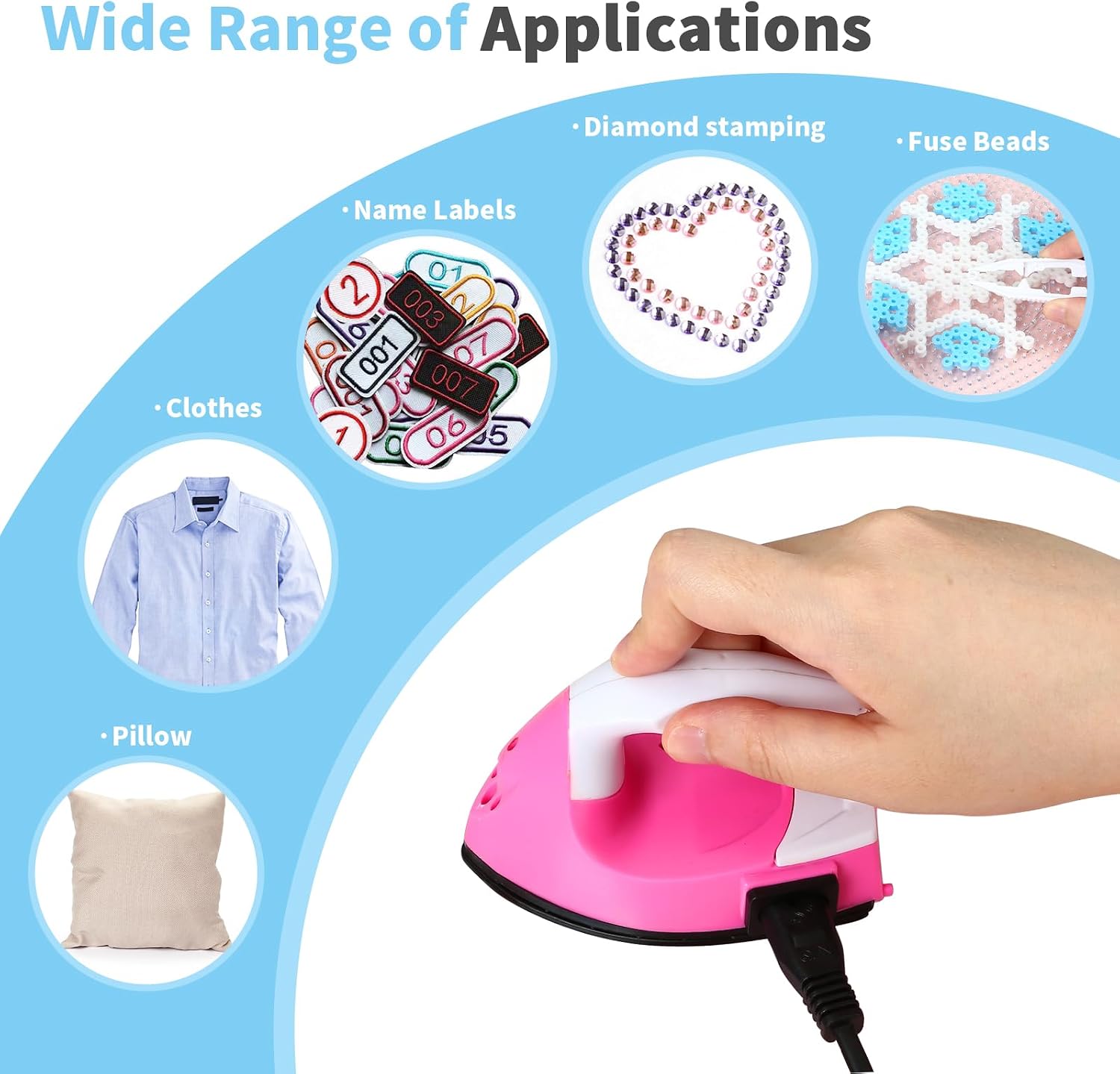 Naler Mini Iron for Crafts with Charging Base, Pink image 5