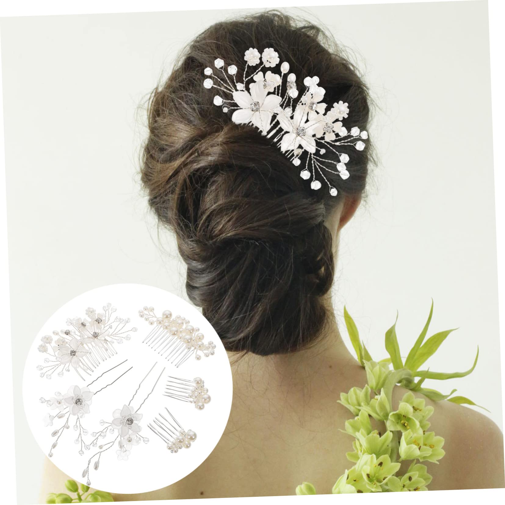 Healeved Stk Braut Hochzeit Tiara Haarkamm Hochzeit Brautjungfer Haarspange Hochzeit Haarspange Perle Haarnadel Haarschmuck Für Die Braut Kopfschmuck Für Die Braut Brauthaar Acryl