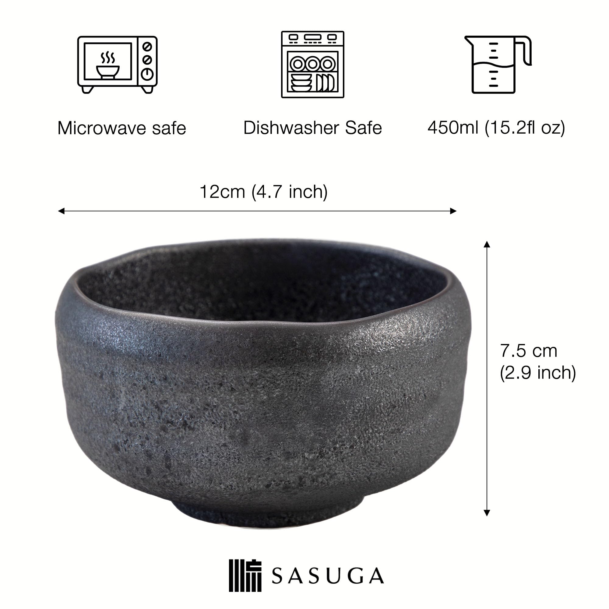 Bol à matcha japonais fait main, bol à thé en grès Mino (argent fumé)
