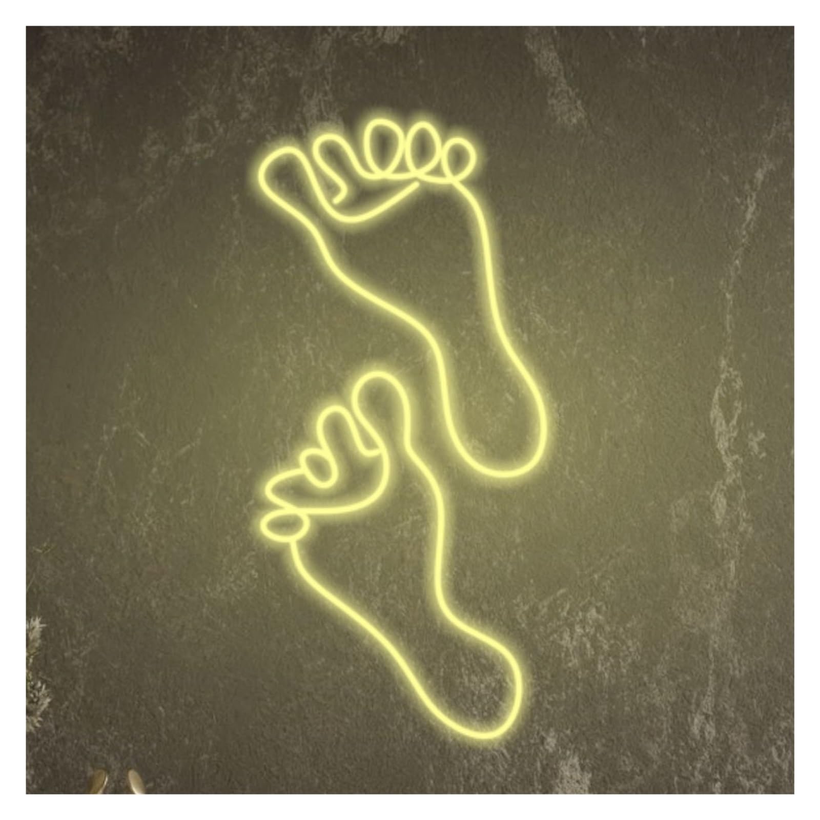 Hanging Art Neon Signs Human Foot Neon Sign LED Light Dimmable For Hotel Bedroom Business Massage Parlors Foot Baths Spas Wall Decor 50cm(Lemon yellow)