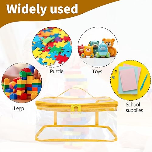 Miniatura 4 de Paquete de 6 bolsas transparentes de almacenamiento de juguetes, 9.4 x 6.7 x 4.3 pulgadas, bolsas organizadoras de juguetes de PVC transparente con