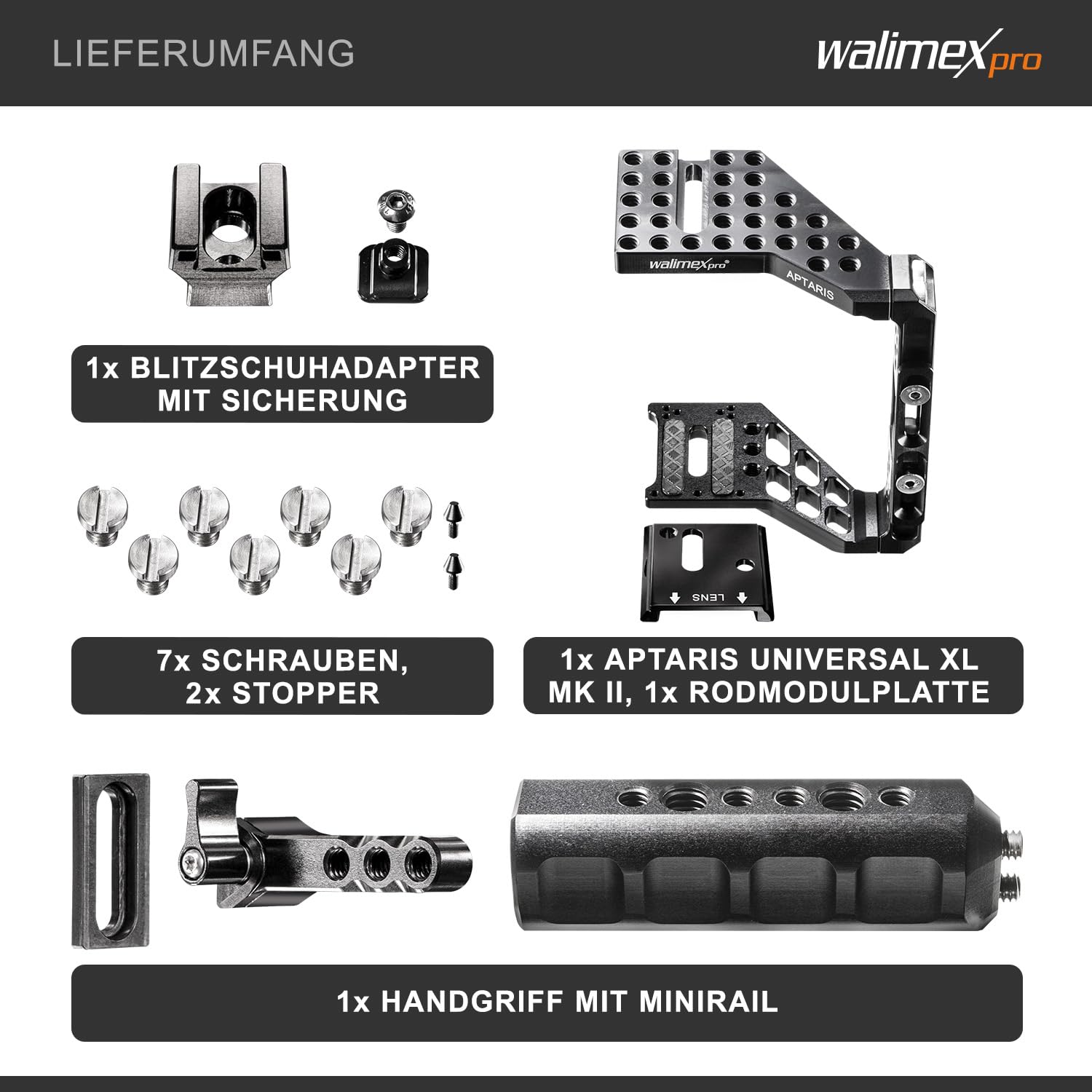 Walimex Pro Aptaris Universal XL MK II Cage/Rig-System für DSLR Kamera/Systemkamera