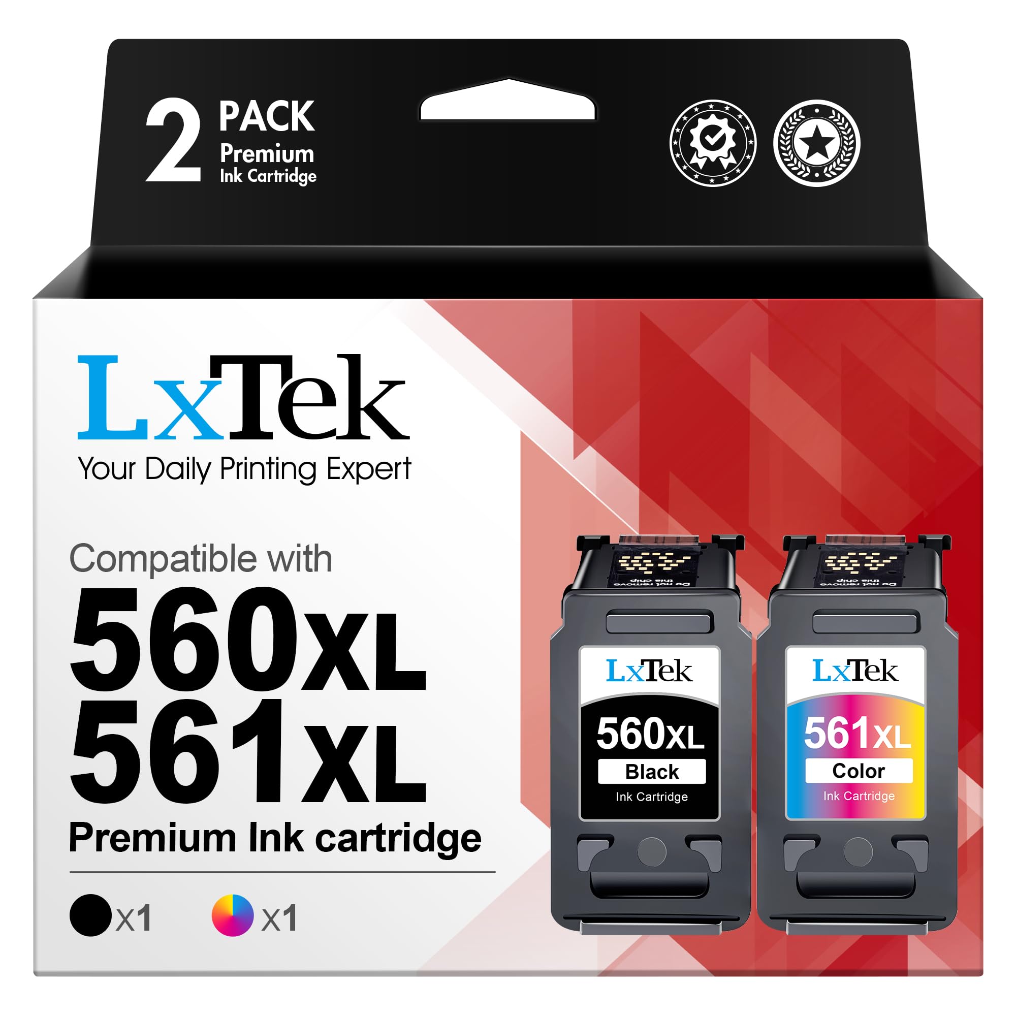 LxTek 560XL 561XL Multipack als Ersatz für Canon 560 561 Patronen für Canon TS5350 Druckerpatronen Pixma TS5351 TS5352 TS5353 TS7450 TS7451 (2er-Pack)