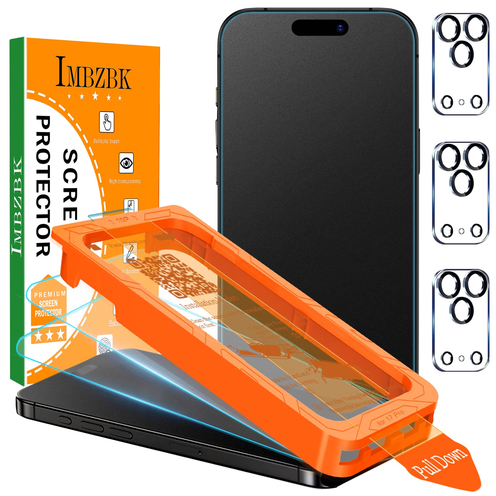 Photo 1 of **MISSING 1**IMBZBK Matte Screen Protector for iPhone 17 Pro, Tempered Glass, 3+3 Pack
