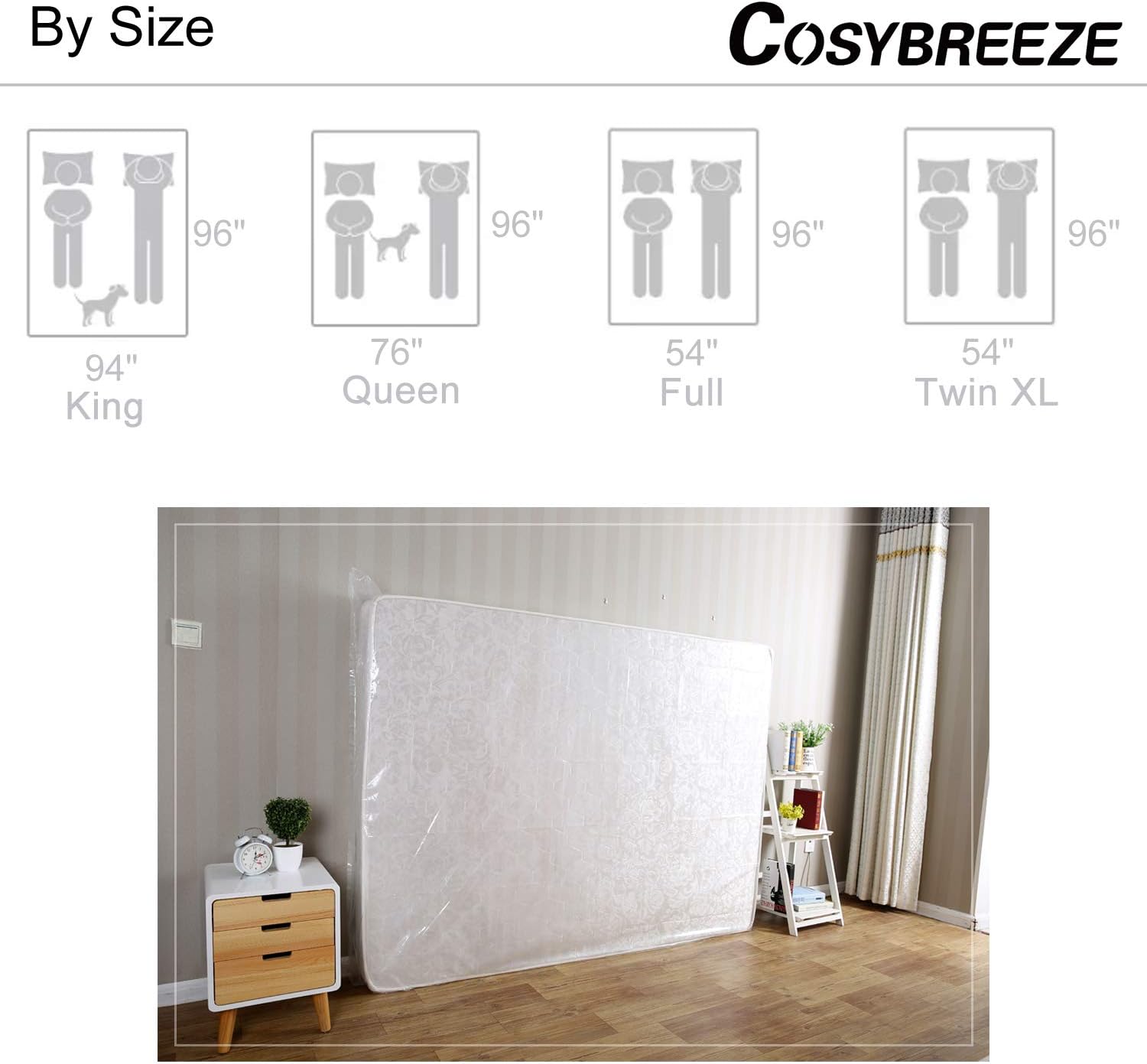 [2-Pack] Mattress Bag for Moving, Mattress Storage Bag, 4 Mil Full Size, Super Thick - Heavy Duty, Protecting Mattress Long-Term Storage and Disposal - 54 x 100 Inch