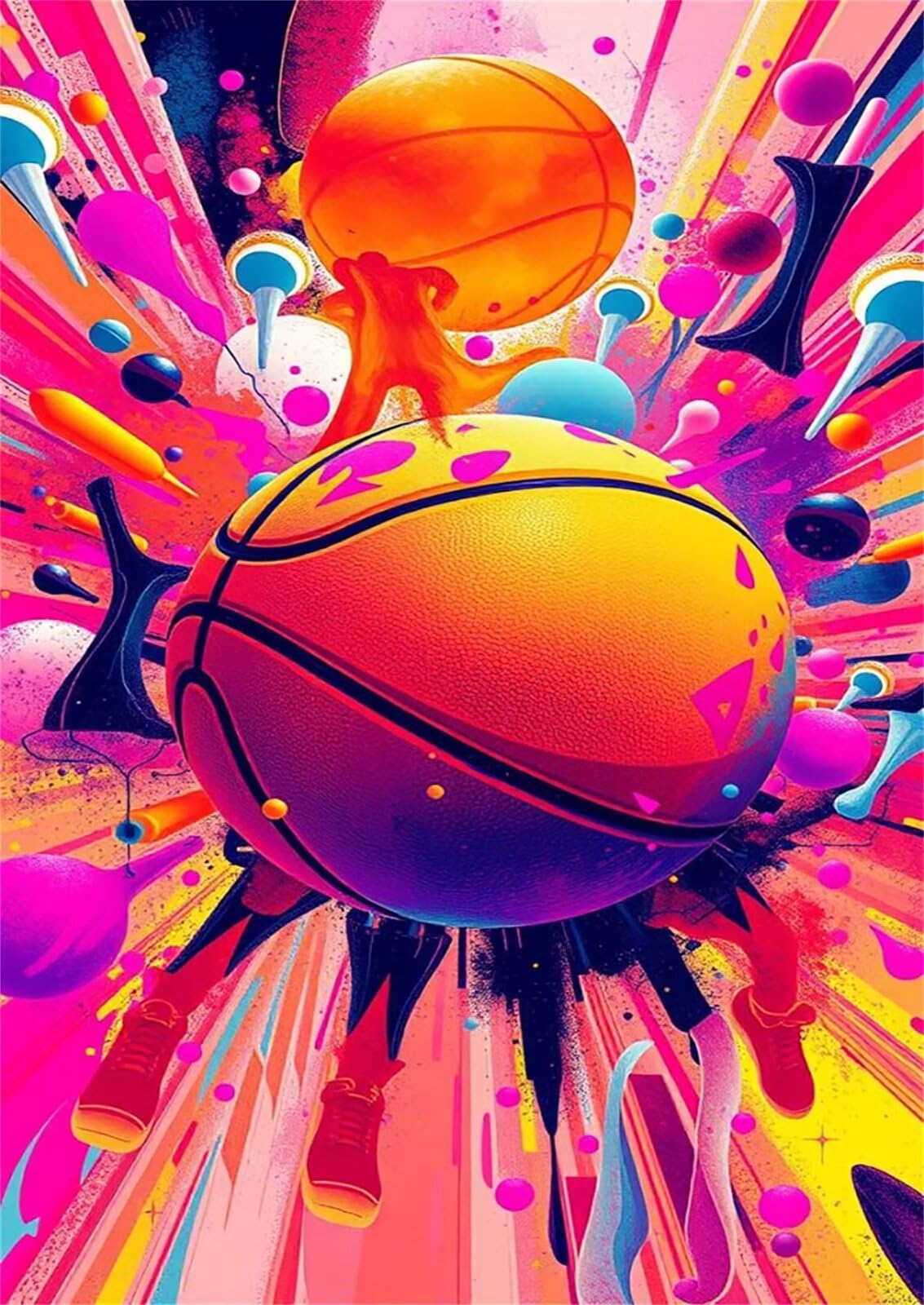 Puzzle de 2000 Piezas para Adultos - Baloncesto Acuarela - Rompecabezas Premium con Reverso de Letras para Clasificación, Regalo de Gama Alta para Aficionados, 100x70 cm