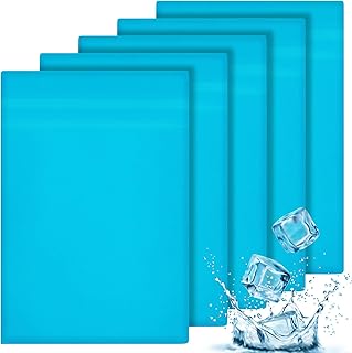 Paterr 5 Pcs 10"x14" Soft Flannel Cold Pack Sleeves Reusable Washable Fabric Cover for Protective Hot Ice Cover, Cold Pack Not Included, Blue