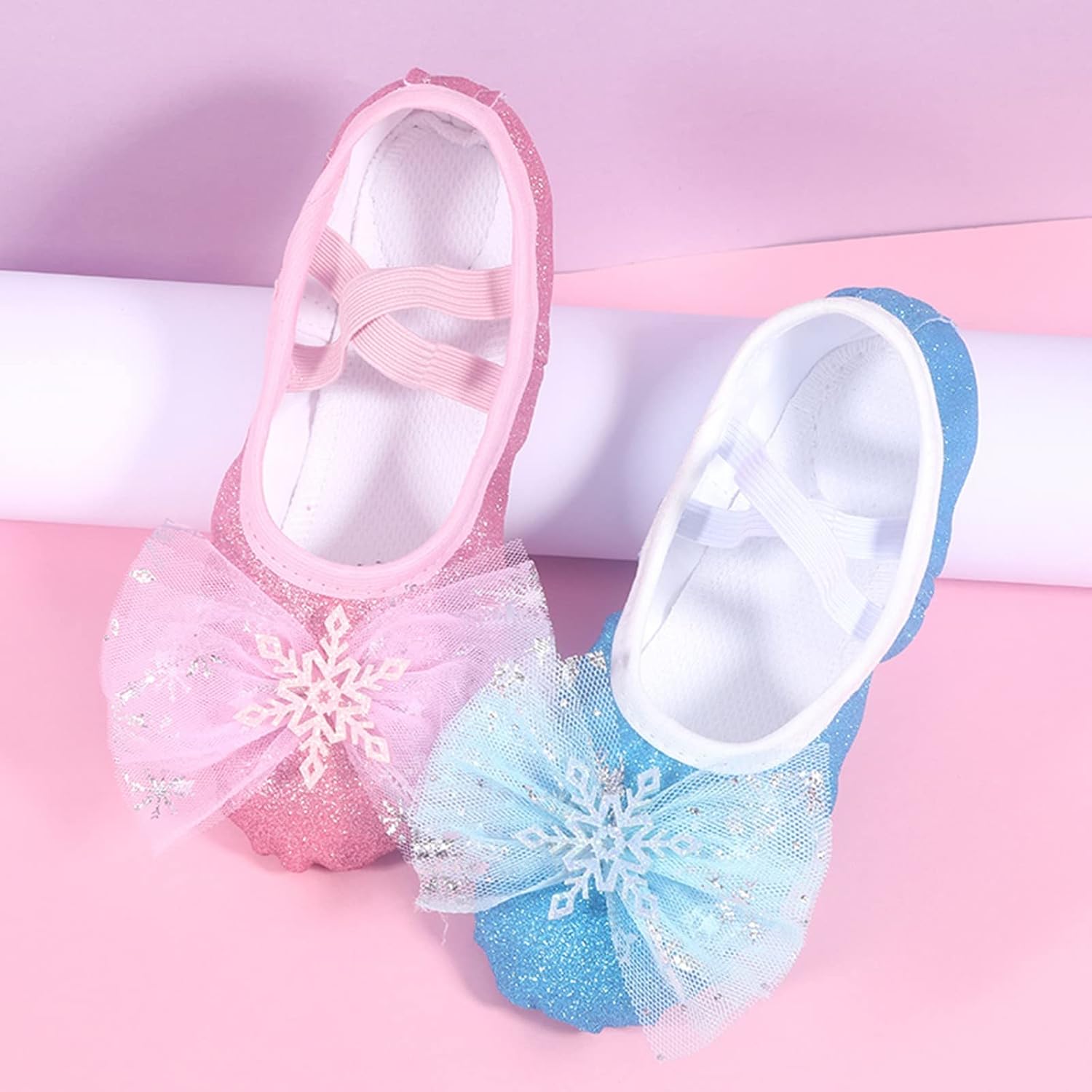 Ballet Shoes for Girls,Soft Leather Ballet Slippers No-Tie Warm Dance Yoga Practice Shoes for Toddler Girls