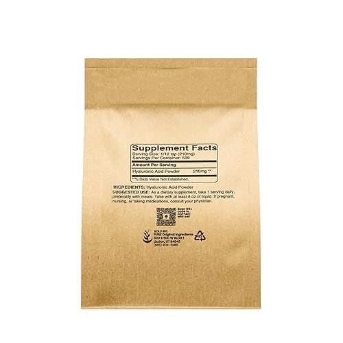 Miniatura 2 de PURE ORIGINAL INGREDIENTS Ácido hialurónico, soluble en agua, polvo fino (4 onzas)