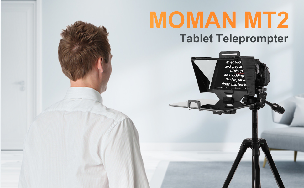 Teleprompter Tablet, Moman MT2 10 Zoll Tragbar iPad Prompting Kit mit APP, Fernbedienung, 70/30 Strahlspaltglas, Stativ… – Bild 8