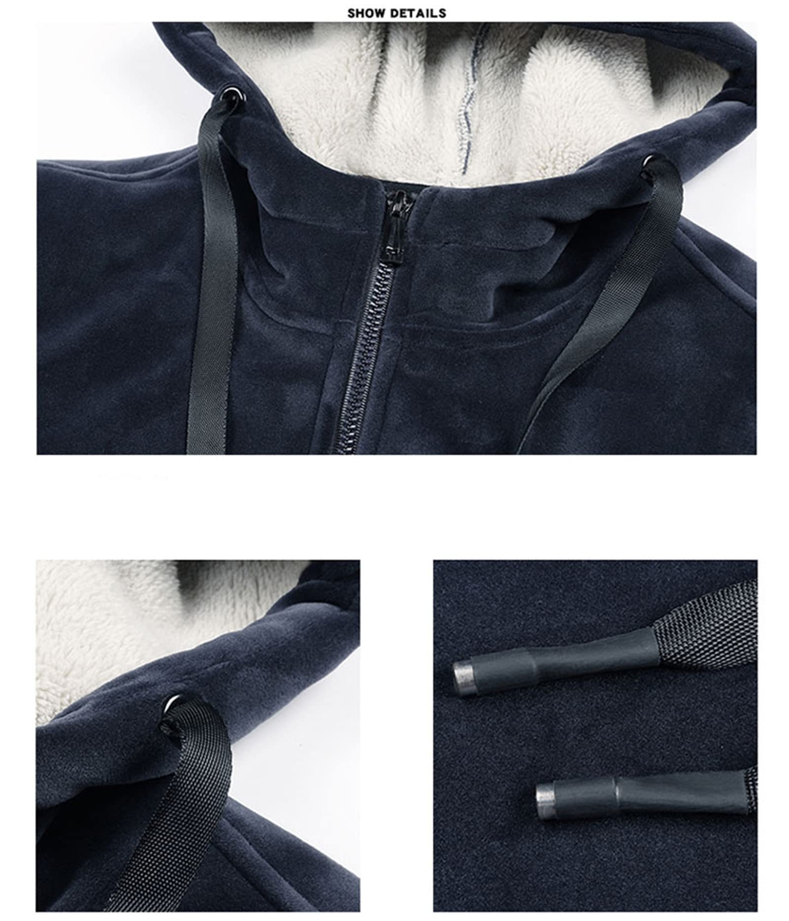 Tuta Uomini Caldo Tute Inverno Velluto Spessore Due Pezzi Set In Pile Mens Tuta Giacca+Pantaloni, Nero , XXXL
