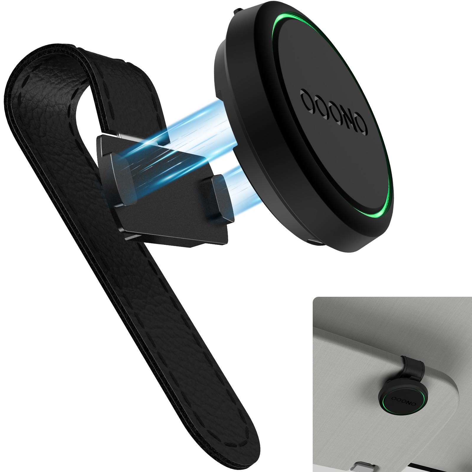 SUPMEGA Magnetische Auto-Sonnenblendenhalterung für OOONO CO-Driver NO2, Sonnenblendenhalterung aus Leder mit eingebauten Magneten, kompatibel mit OOONO NO2 Blitzerwarner