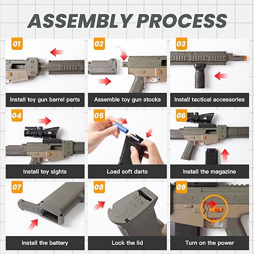 Miniatura 5 de Pistola de juguete realista para pistolas Nerf, dardos, pistola de espuma, con alcance de 120 balas suaves, 3 revistas, ametralladoras eléctricas