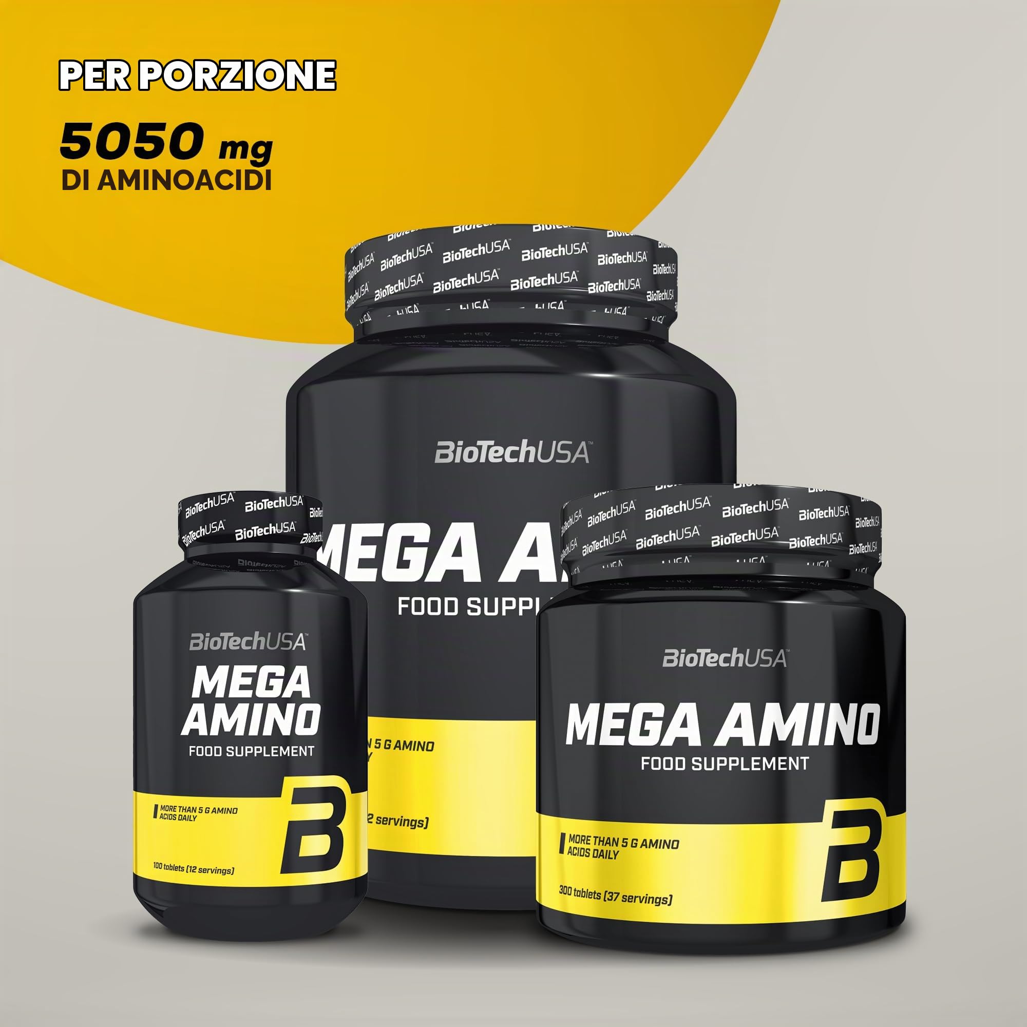 BioTechUSA Mega Amino, Integratore alimentare in compresse contenenti aminoacidi, 500 compresse