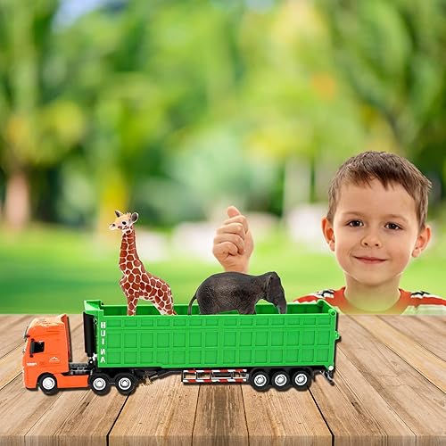 Miniatura 4 de Gemini&Genius Juguete de camión volquete de construcción, juguete de camión de transporte de aleación resistente, juguetes de vehículos de