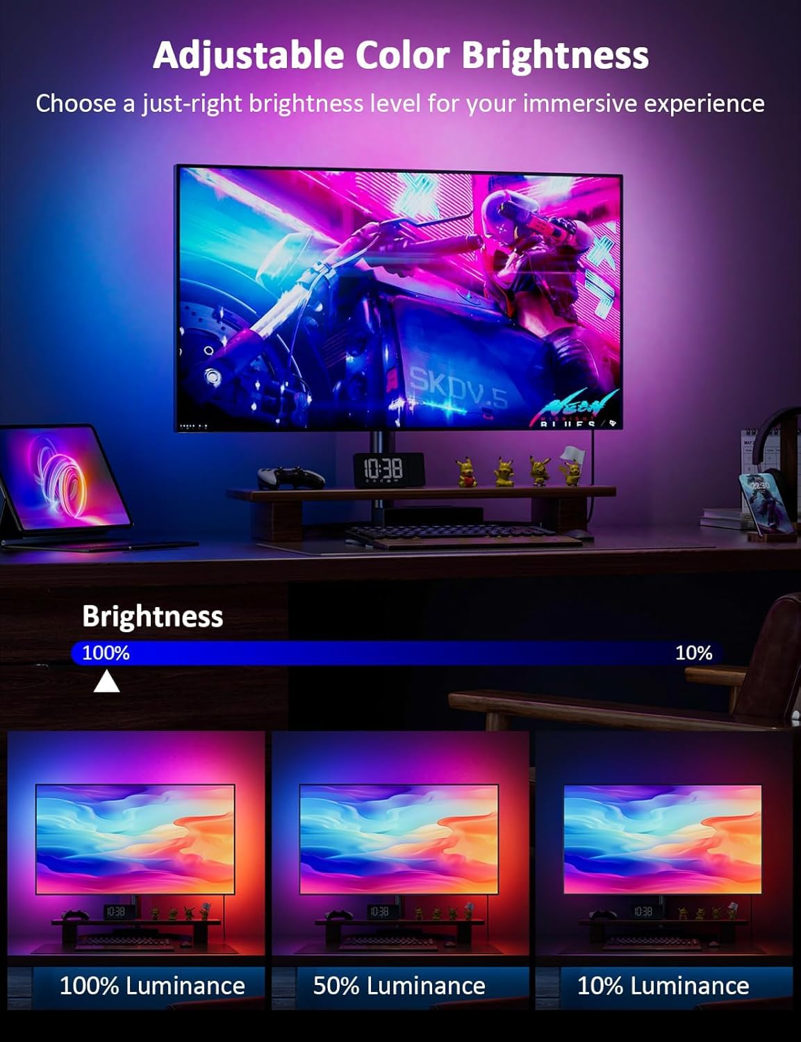 Luce per monitor da gioco, retroilluminazione con effetto di