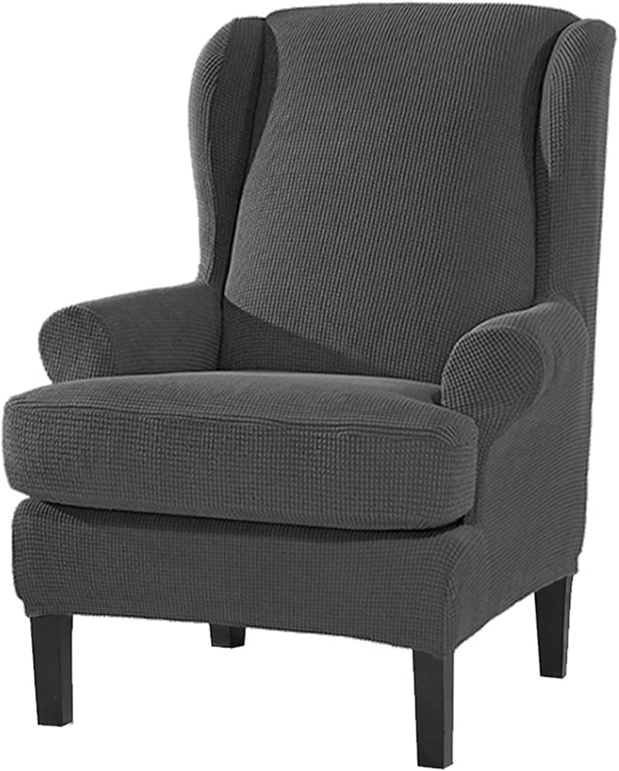 Konsilsa 2-Pieces Spandex Elastic Armchair Cover,Wing Chair Slipcover Furniture Protector Stretch Sofa Slipcover for Living Room (Color : Gray)